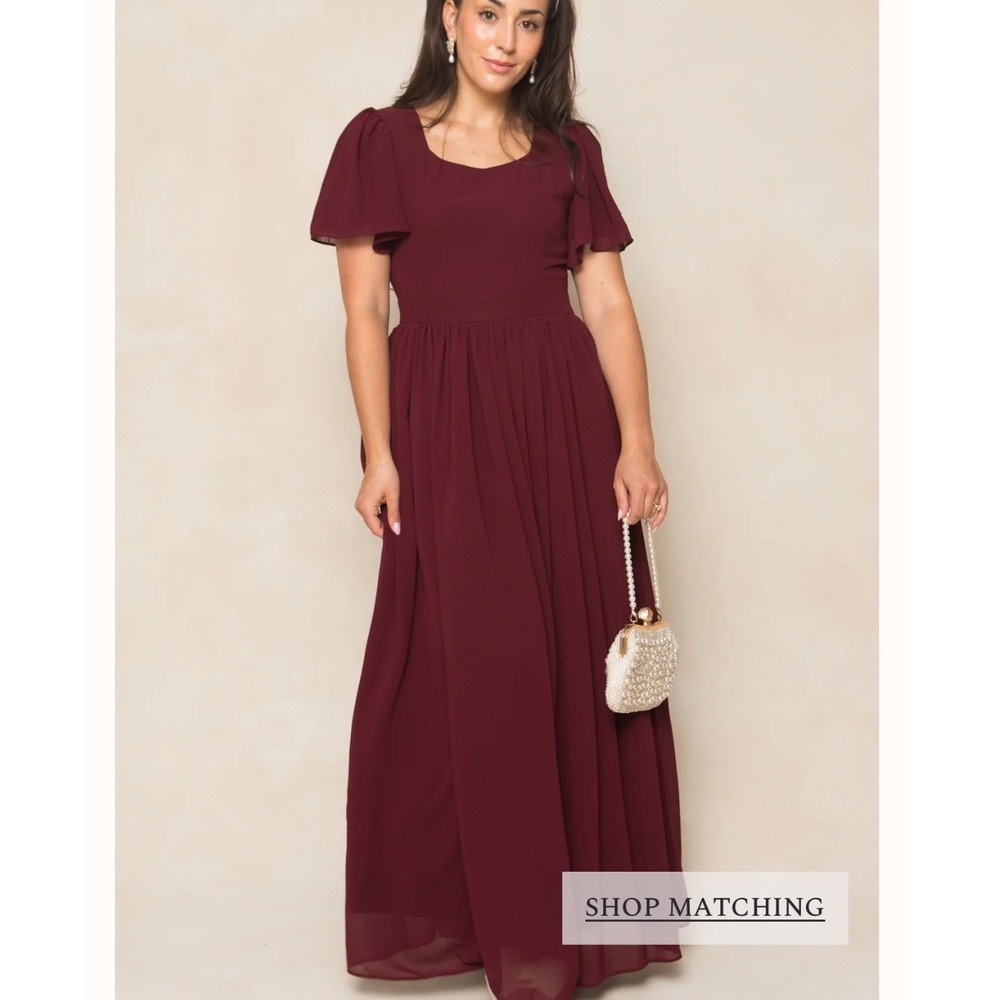 IVY CITY Abbie Dress in Wine Chiffon Bridesmaids Wedding Size 26 W